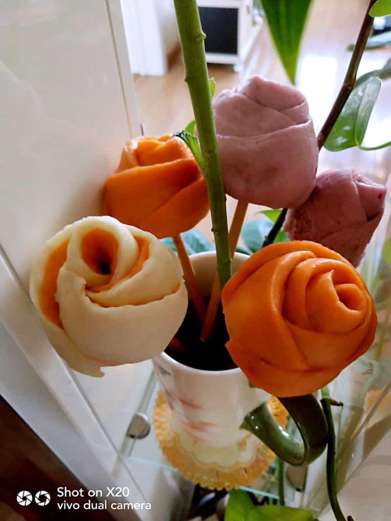 玫瑰花饅頭花束