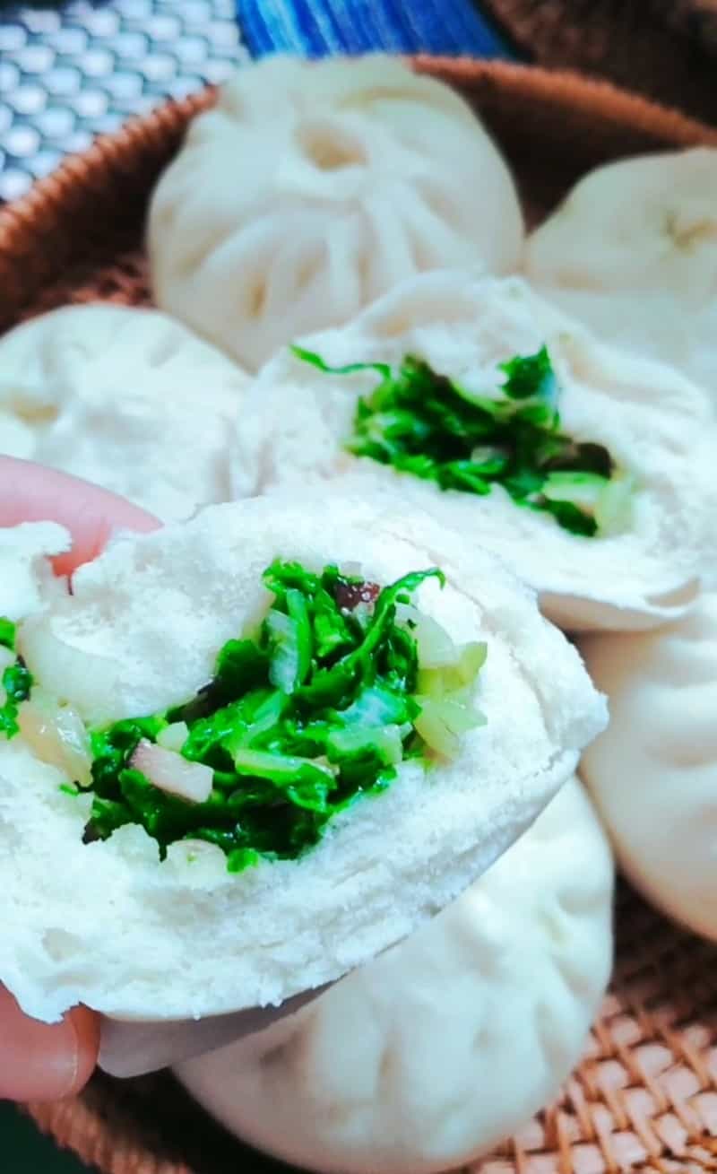 小白菜素餡包子