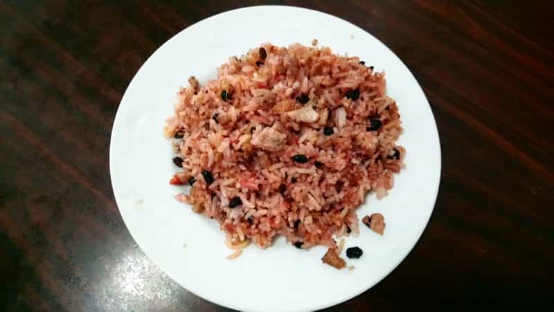 紅曲粉肉碎香炒飯