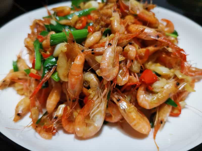 韭菜炒小河蝦