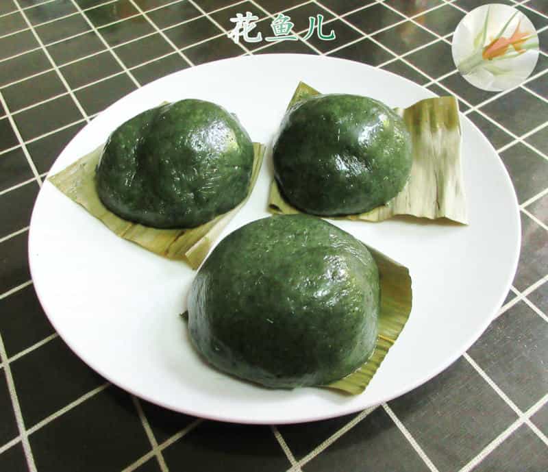 肉鬆鹹蛋黃餡青團