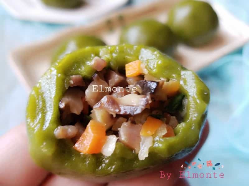冬菇馬蹄臘腸餡青團