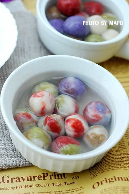 五彩豆沙湯圓