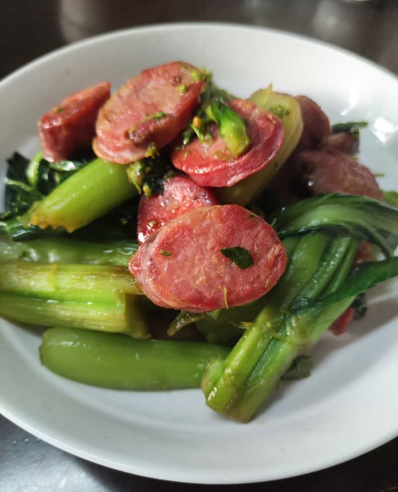 菜心炒花椒腸