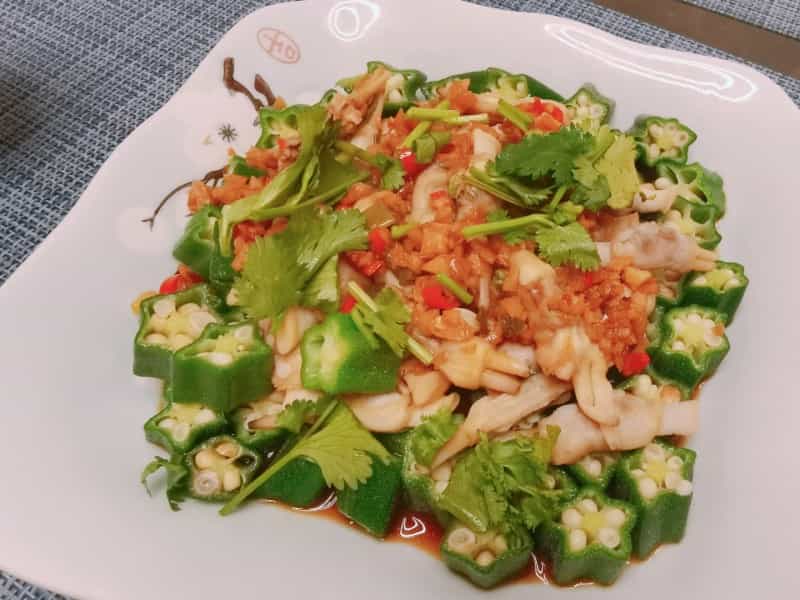 涼拌秋葵蟶子