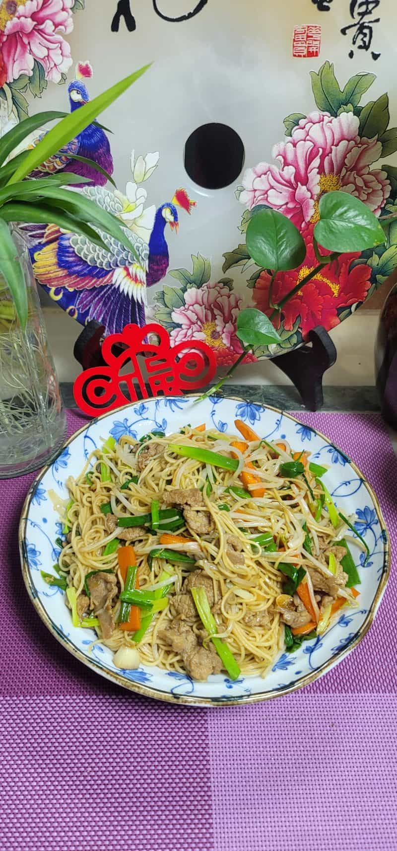 瘦肉香蔥綠豆芽炒竹升面